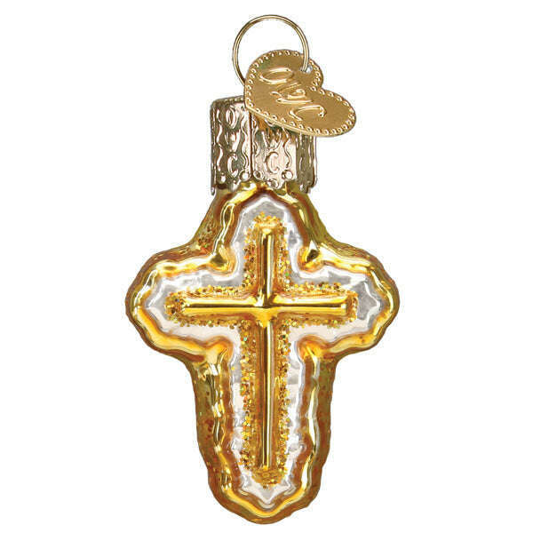 Old World Christmas Mini Cross Blown Glass Ornament