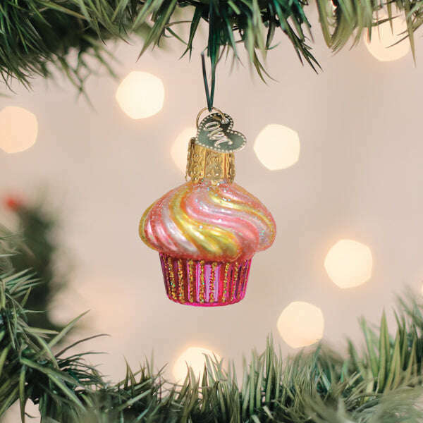 Old World Christmas Mini Cupcake Blown Glass Ornament