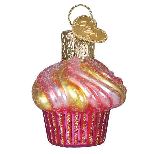 Old World Christmas Mini Cupcake Blown Glass Ornament