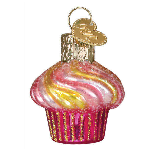 Old World Christmas Mini Cupcake Blown Glass Ornament