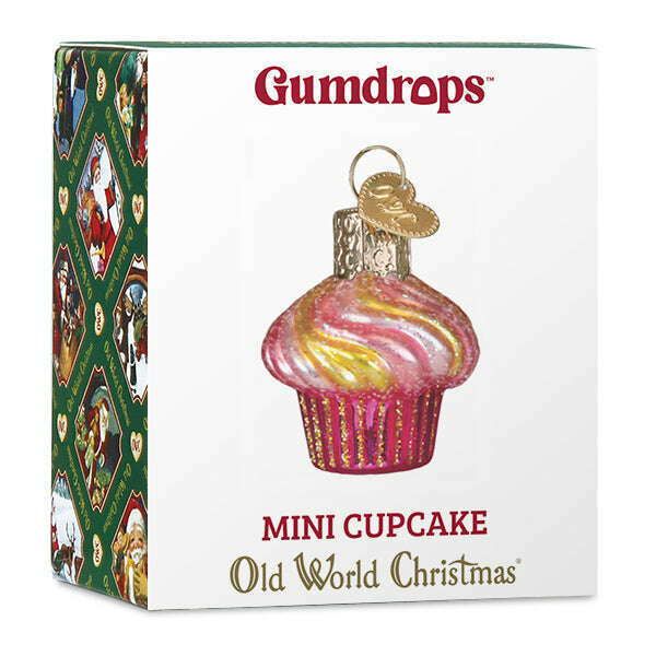 Old World Christmas Mini Cupcake Blown Glass Ornament