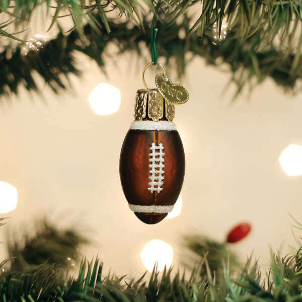 Old World Christmas Mini Football Blown Glass Ornament