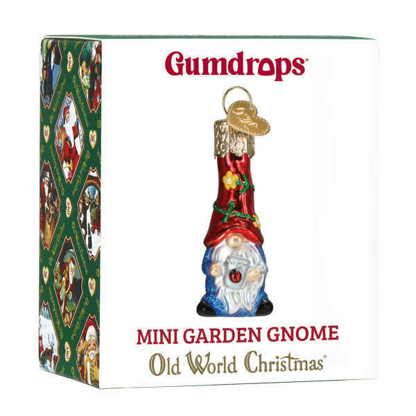 Old World Christmas Mini Garden Gnome Blown Glass Ornament