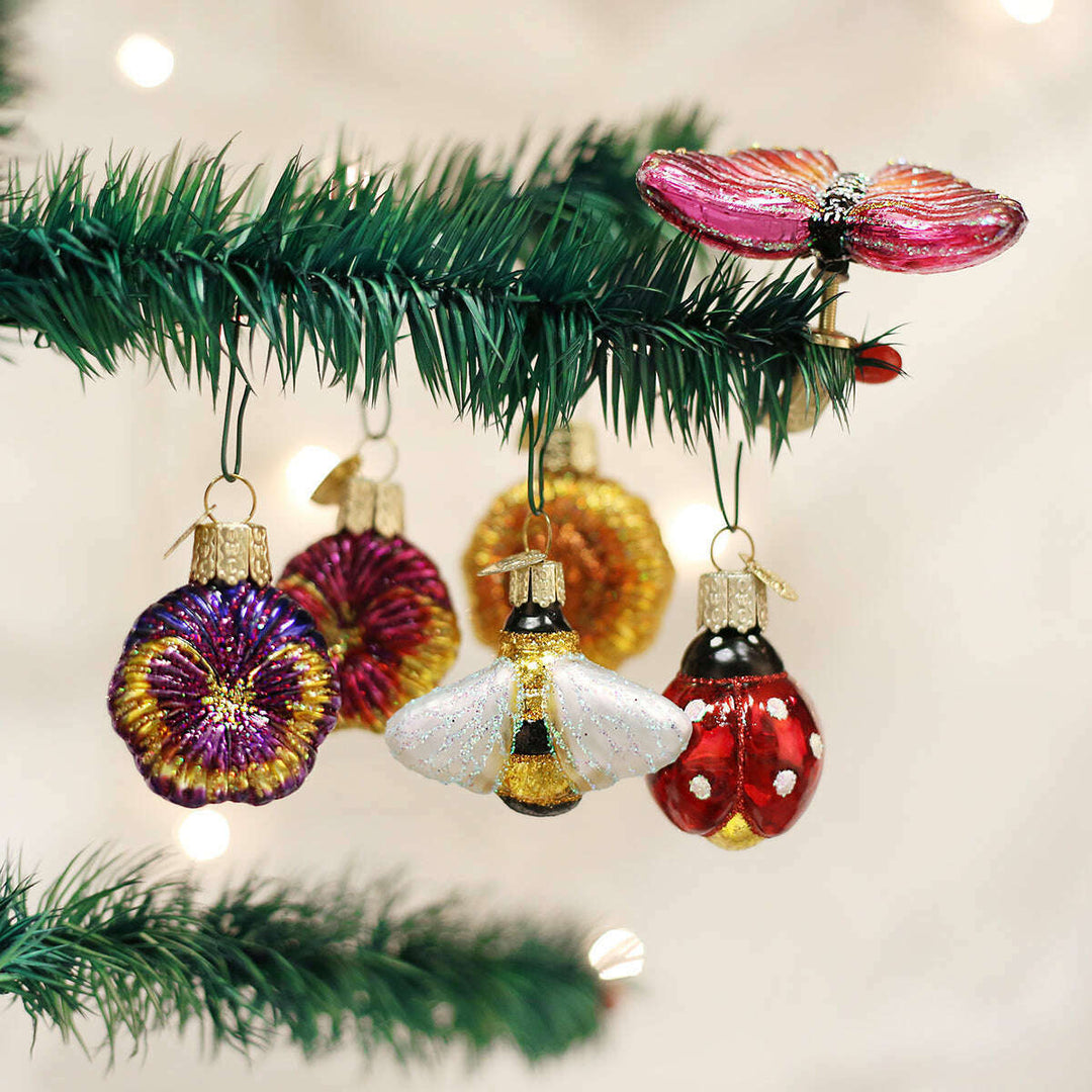 Old World Christmas Mini Garden Blown Glass Ornament Set