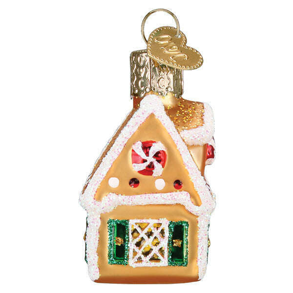 Old World Christmas Mini Gingerbread House Blown Glass Ornament