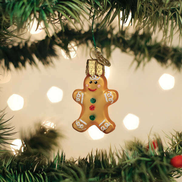 Old World Christmas Mini Gingerbread Man Blown Glass Ornament