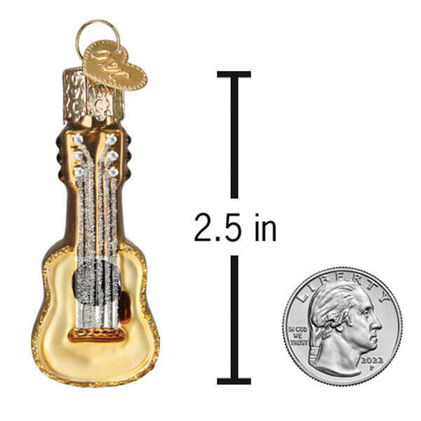Old World Christmas Mini Guitar Blown Glass Ornament