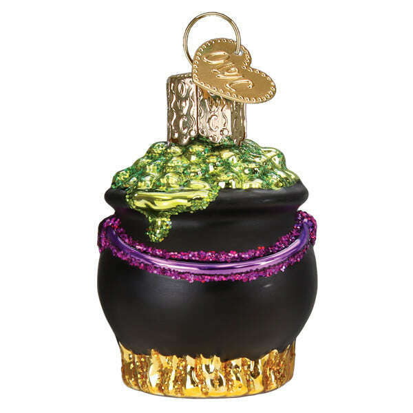 Old World Christmas Mini Halloween Cauldron Blown Glass Ornament