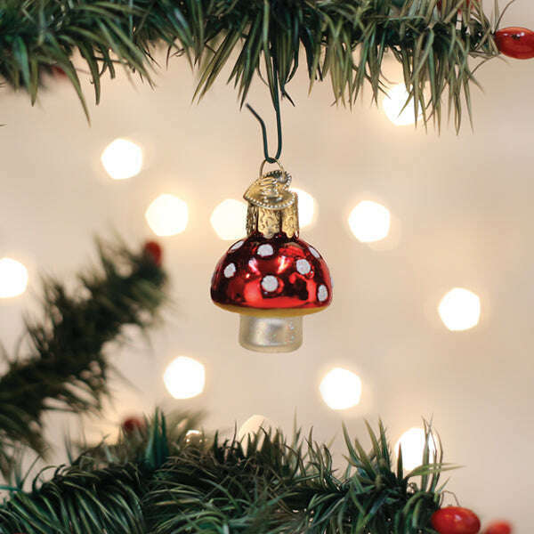 Old World Christmas Mini Lucky Mushroom Blown Glass Ornament