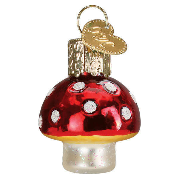 Old World Christmas Mini Lucky Mushroom Blown Glass Ornament