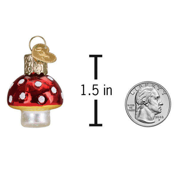 Old World Christmas Mini Lucky Mushroom Blown Glass Ornament