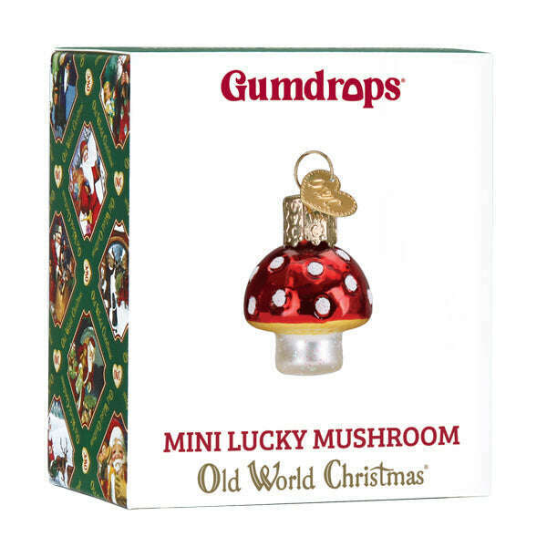 Old World Christmas Mini Lucky Mushroom Blown Glass Ornament