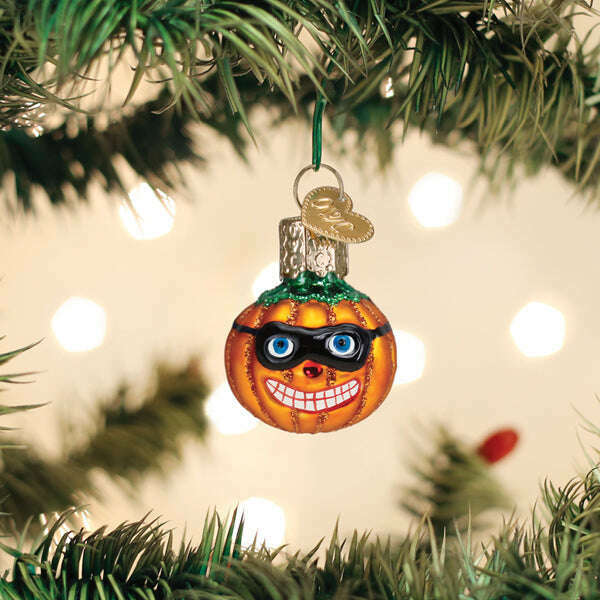 Old World Christmas Mini Masked Jack O'Lantern Blown Glass Ornament