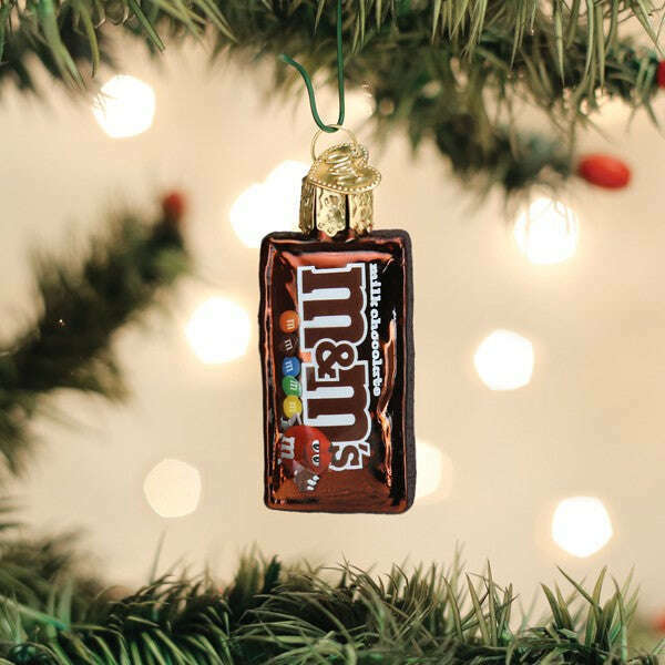 Old World Christmas Mini M&M's Bag Blown Glass Ornament