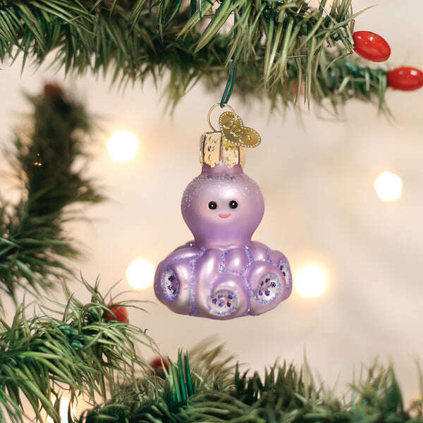 Old World Christmas Mini Octopus Blown Glass Ornament