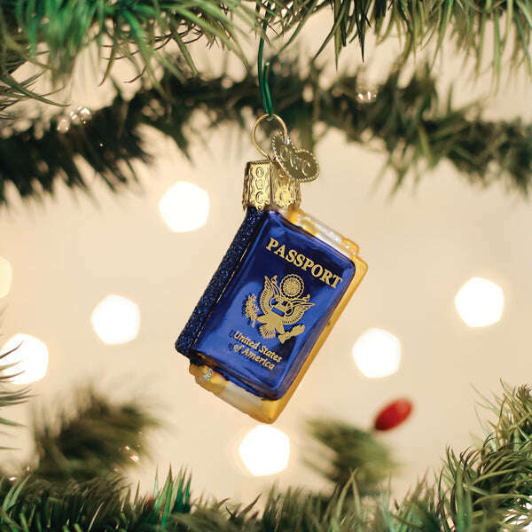 Old World Christmas Mini Passport Blown Glass Ornament