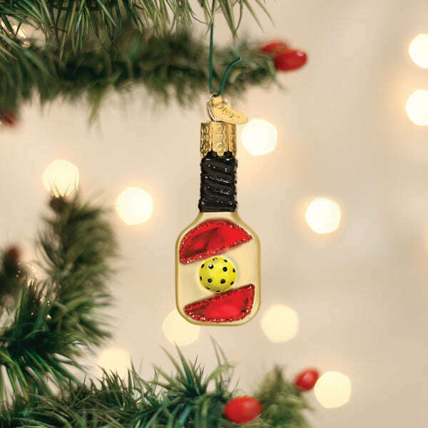 Old World Christmas Mini Pickleball Paddle Blown Glass Ornament