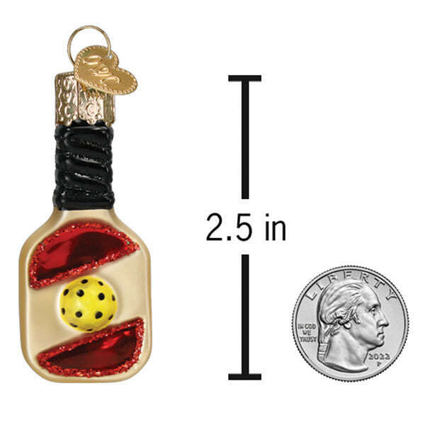 Old World Christmas Mini Pickleball Paddle Blown Glass Ornament