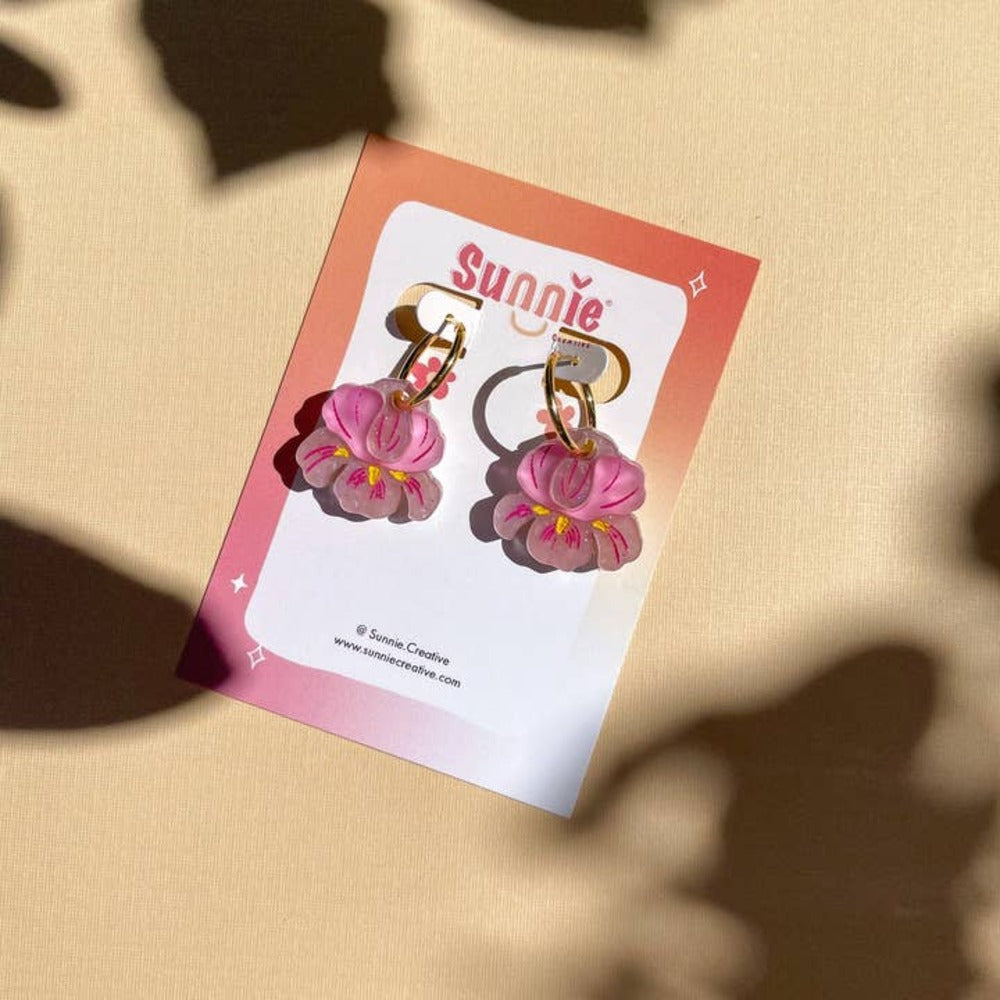 Mini Pink Iris Dangle 