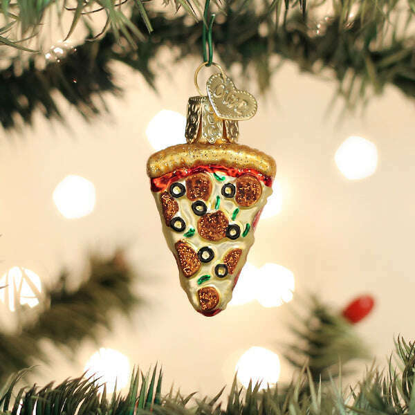 Old World Christmas Mini Pizza Slice Blown Glass Ornament