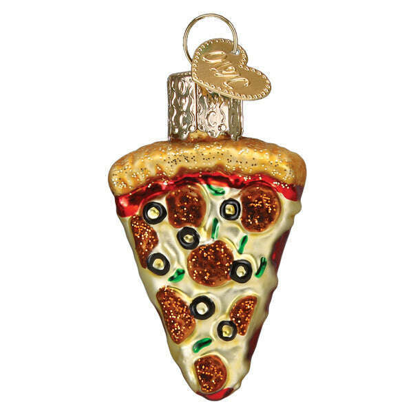 Old World Christmas Mini Pizza Slice Blown Glass Ornament