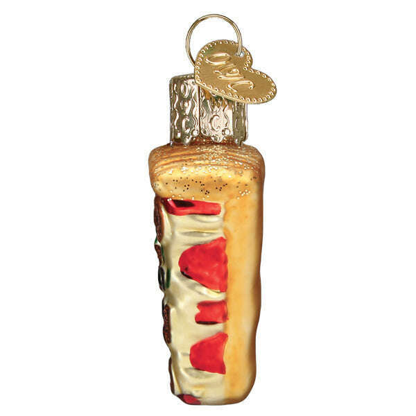 Old World Christmas Mini Pizza Slice Blown Glass Ornament