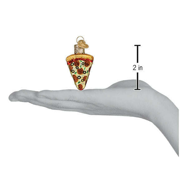 Old World Christmas Mini Pizza Slice Blown Glass Ornament