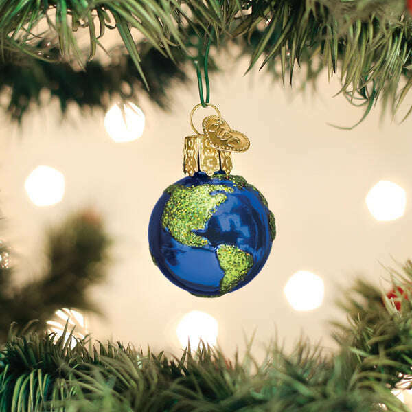 Old World Christmas Mini Planet Earth Blown Glass Ornament