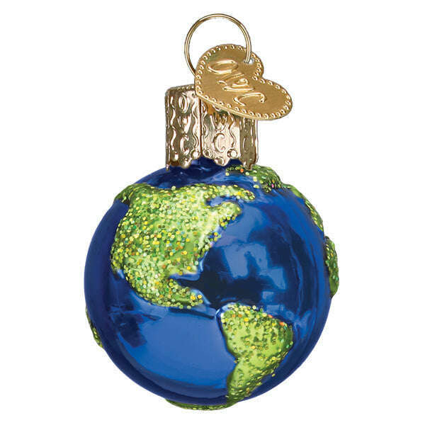 Old World Christmas Mini Planet Earth Blown Glass Ornament