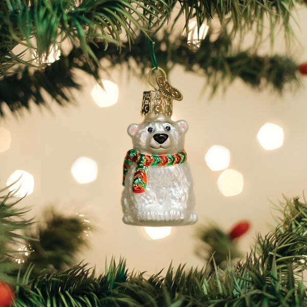 Old World Christmas Mini Polar Bear Blown Glass Ornament