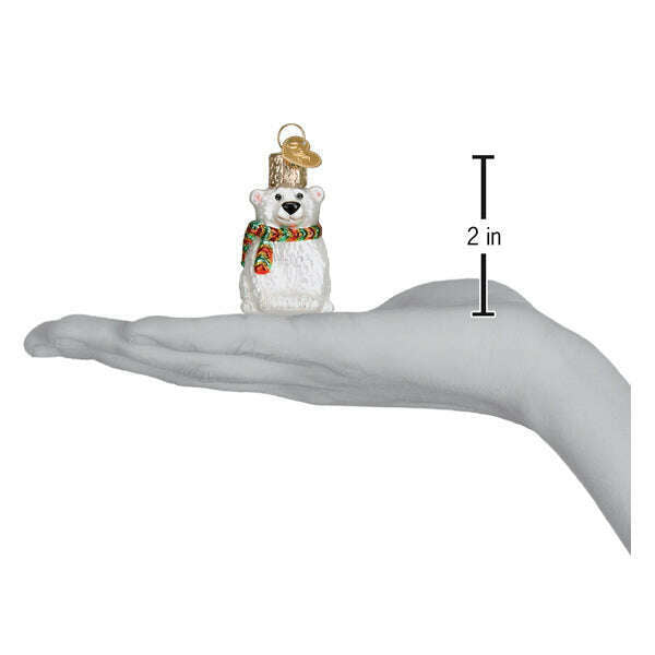 Old World Christmas Mini Polar Bear Blown Glass Ornament
