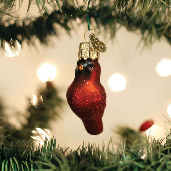 Old World Christmas Mini Red Cardinal Blown Glass Ornament