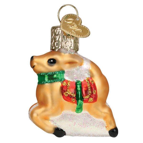 Old World Christmas Mini Reindeer Blown Glass Ornament