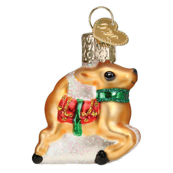 Old World Christmas Mini Reindeer Blown Glass Ornament