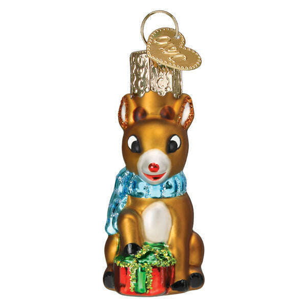 Old World Christmas Mini Rudolph The Red-Nosed Reindeer Blown Glass Ornament