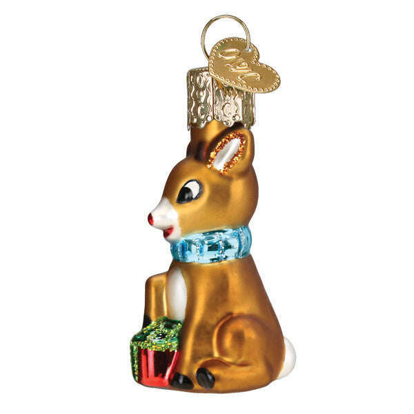 Old World Christmas Mini Rudolph The Red-Nosed Reindeer Blown Glass Ornament