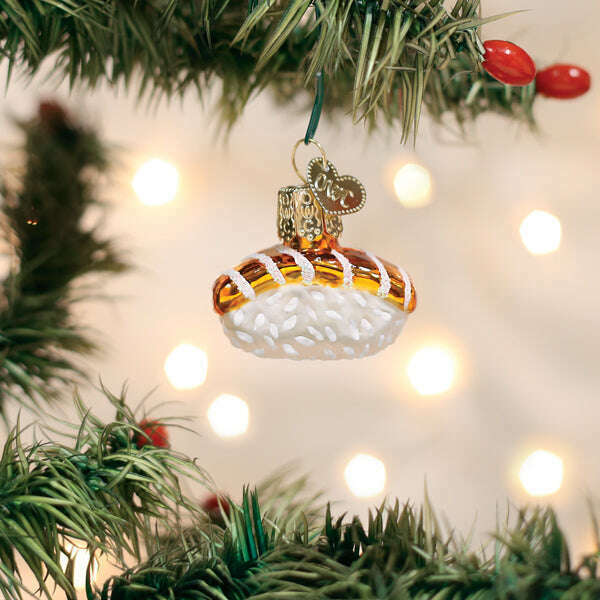 Old World Christmas Mini Salmon Sushi Blown Glass Ornament