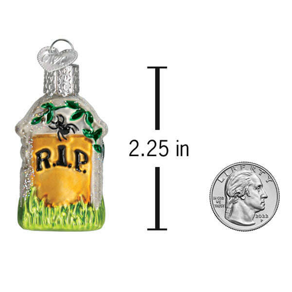 Old World Christmas Mini Tombstone Blown Glass Ornament