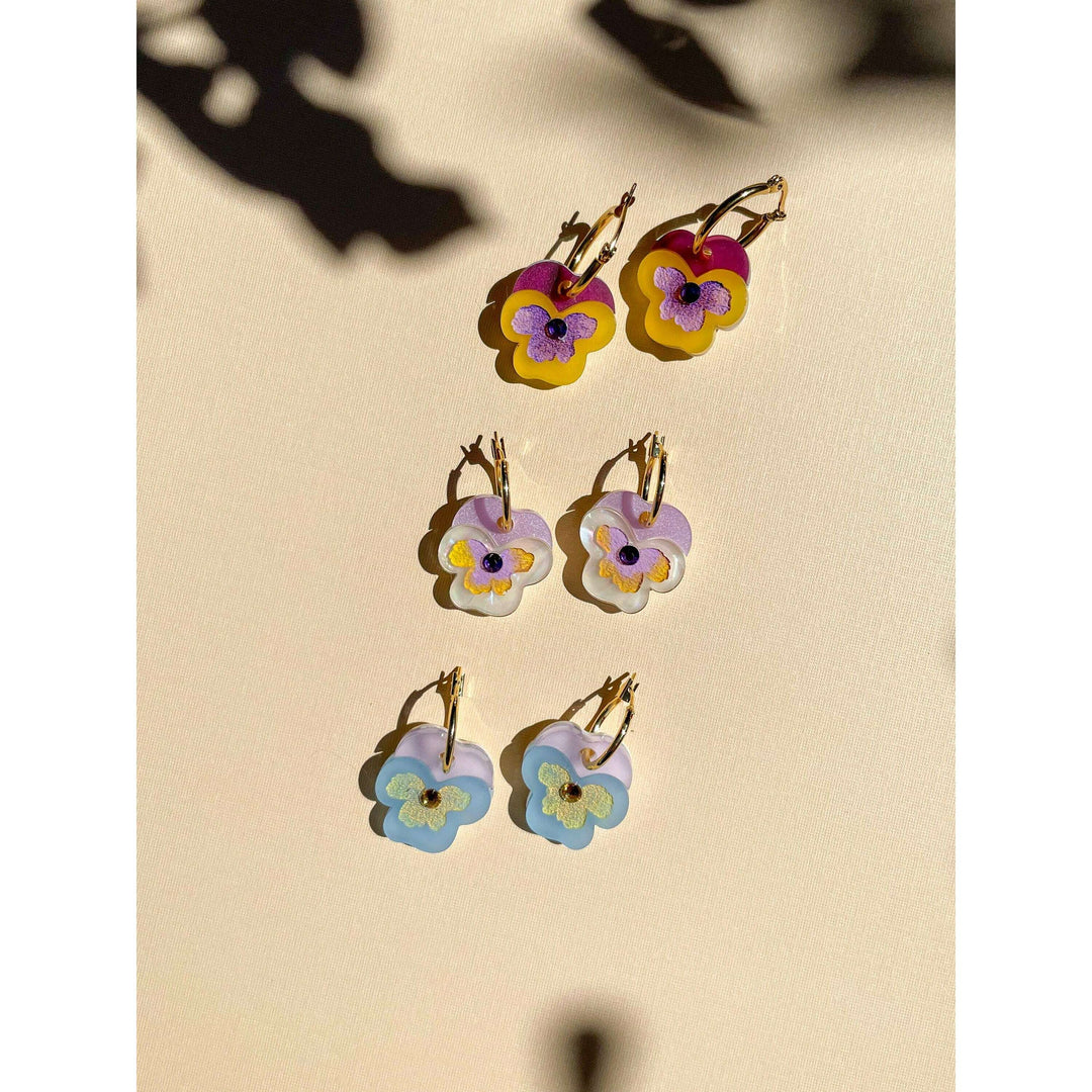 Mini White Pansy Dangle