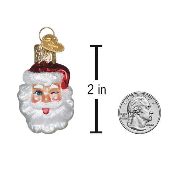 Old World Christmas Mini Winking Santa Blown Glass Ornament