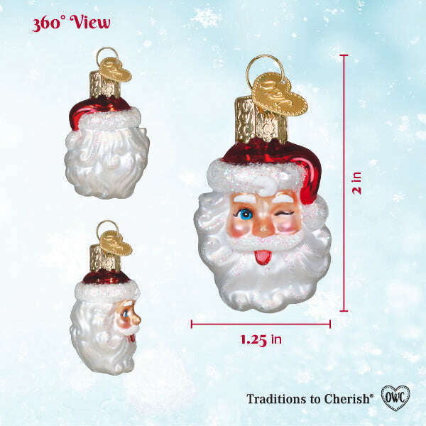 Old World Christmas Mini Winking Santa Blown Glass Ornament