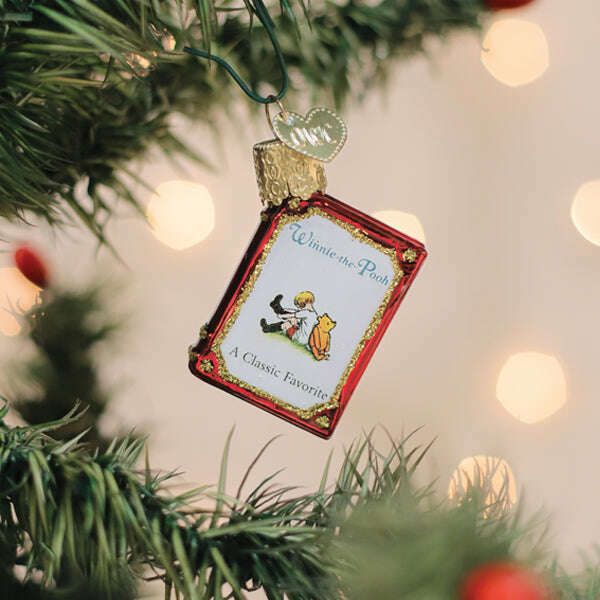 Old World Christmas Mini Winnie-the-Pooh Book Blown Glass Ornament