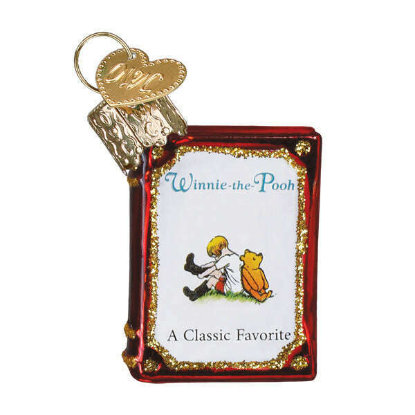 Old World Christmas Mini Winnie-the-Pooh Book Blown Glass Ornament