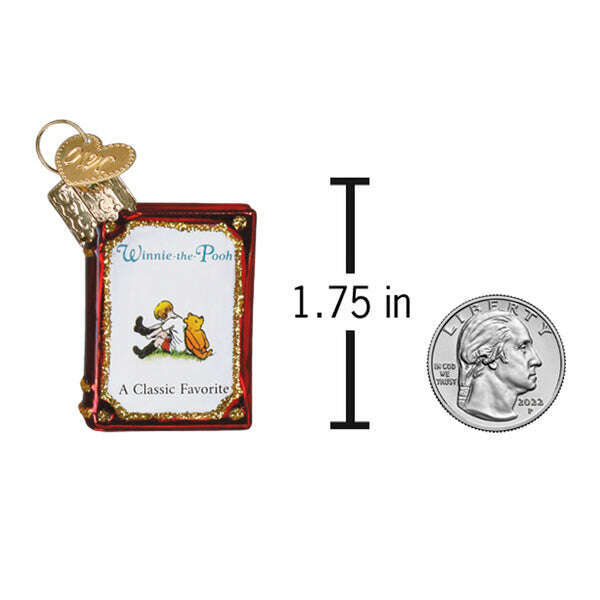 Old World Christmas Mini Winnie-the-Pooh Book Blown Glass Ornament