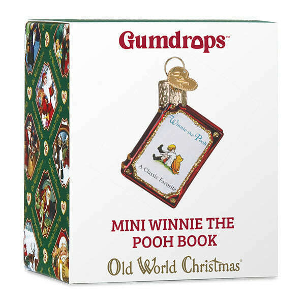 Old World Christmas Mini Winnie-the-Pooh Book Blown Glass Ornament