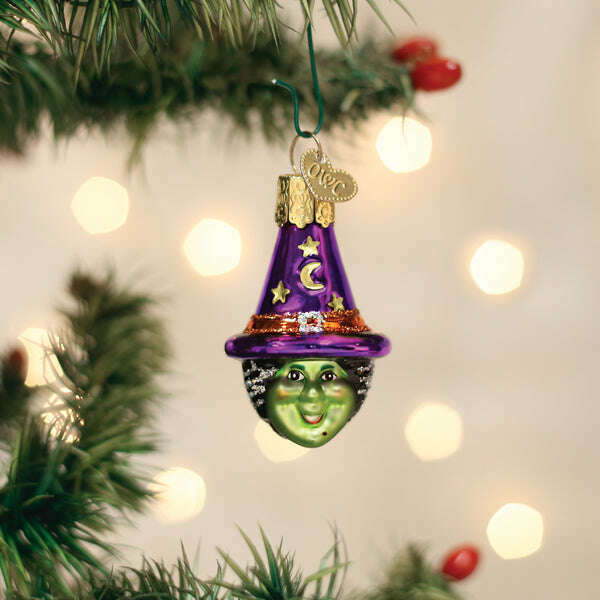 Old World Christmas Mini Witch Head Halloween Blown Glass Ornament