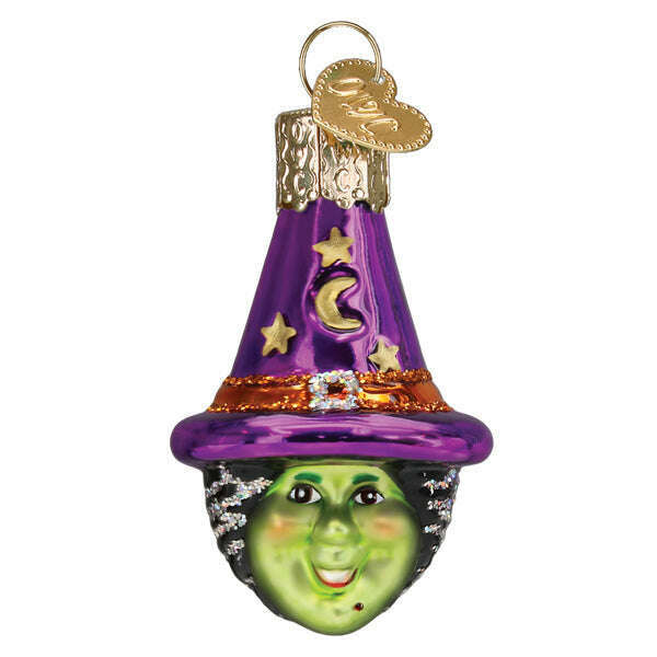 Old World Christmas Mini Witch Head Halloween Blown Glass Ornament