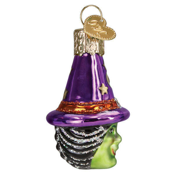 Old World Christmas Mini Witch Head Halloween Blown Glass Ornament