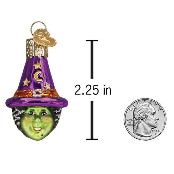 Old World Christmas Mini Witch Head Halloween Blown Glass Ornament