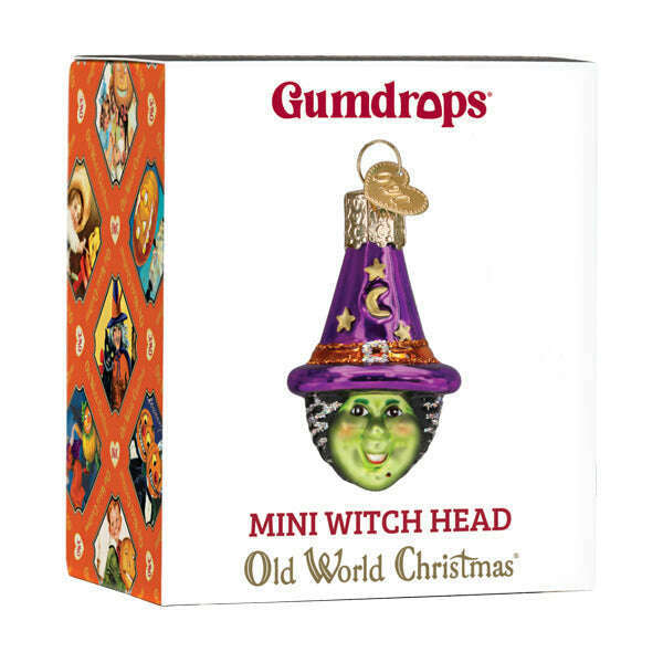 Old World Christmas Mini Witch Head Halloween Blown Glass Ornament